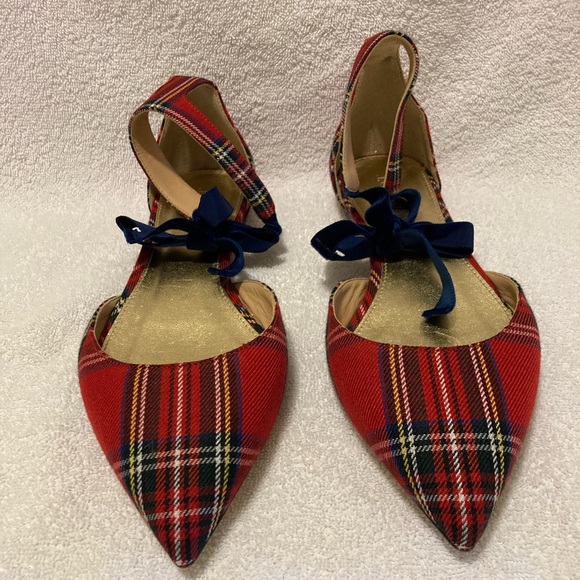 J. Crew D’orsay flats with velvet ankle tie in tartan - Picture 3 of 15